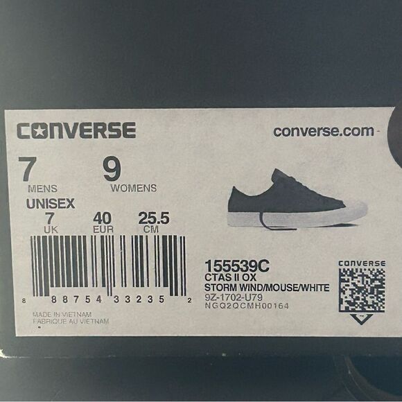 Converse CTAS II OX Women’s Shoes Lace Up Sneakers Storm Wind Gray Size 9 - Picture 9 of 9